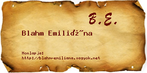 Blahm Emiliána névjegykártya